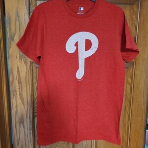 Philadelphia Phillies Red and White Short Sleeve Tee, M